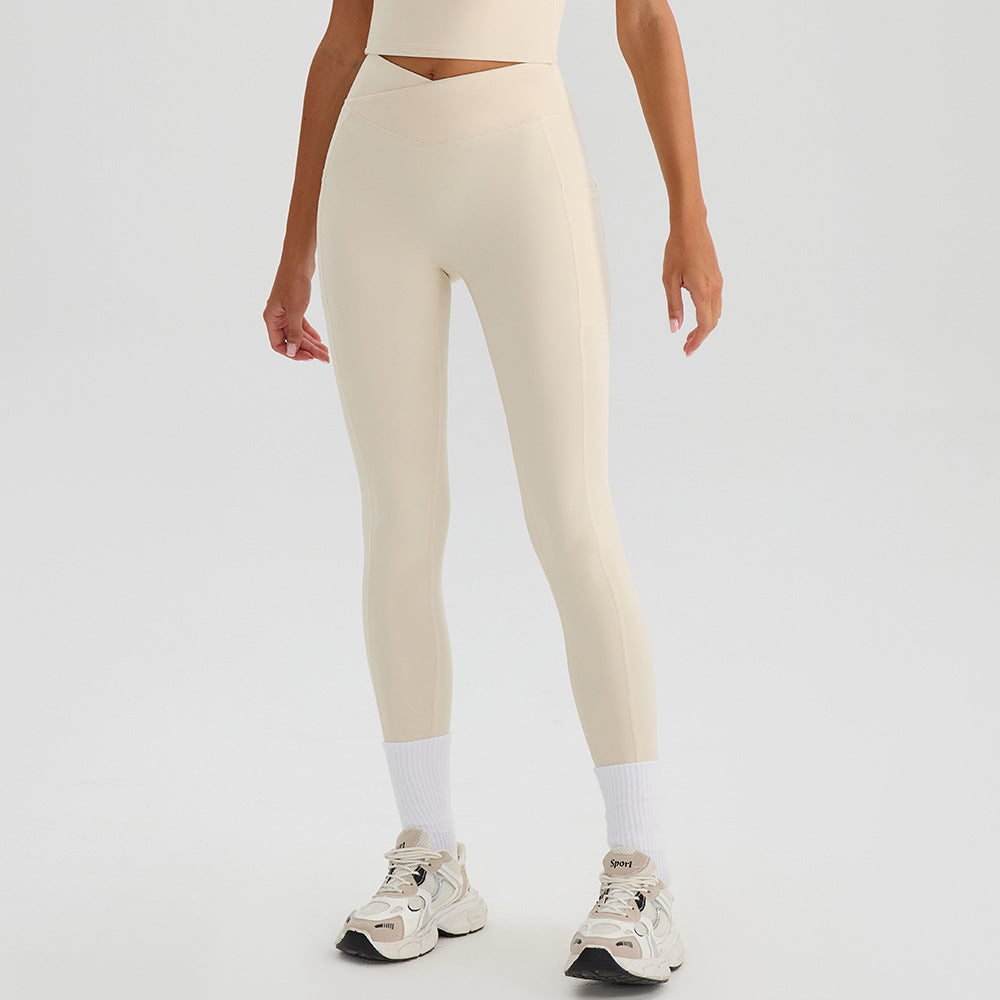 SOLBANA Form Cross-Waist Pocket Legging in Apricot
