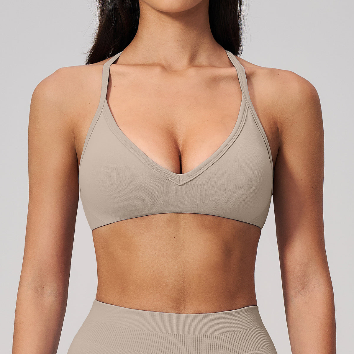 SOLBANA Studio Seamless Halter Bra in Khaki