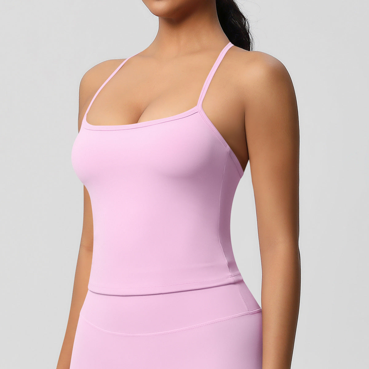 SOLBANA Studio Tie-Back Crop Tank in Pink