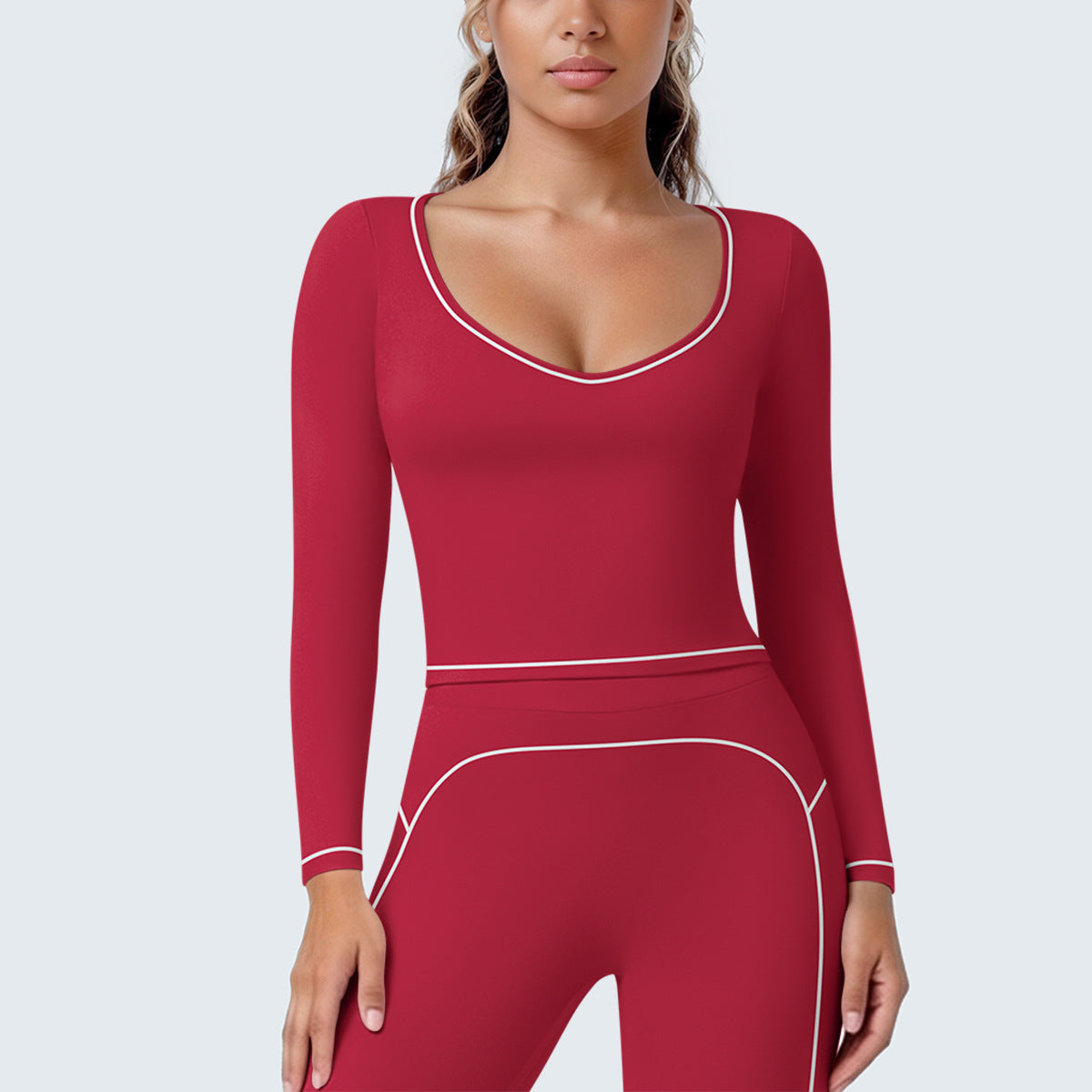 SOLBANA Contour Contrast Long Sleeve in Red