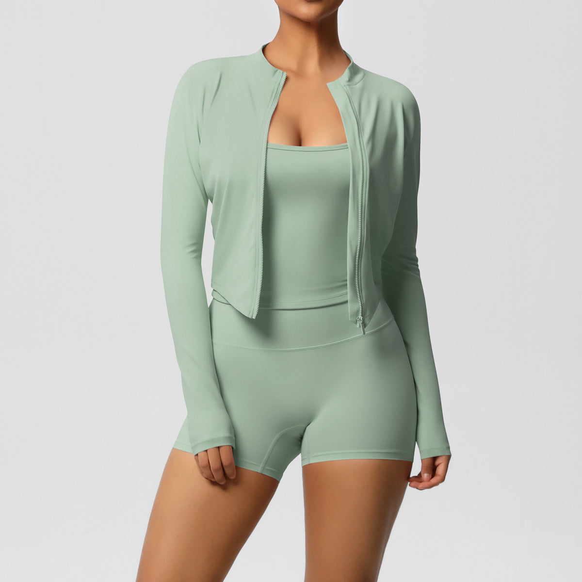 Studio Zip 3-Piece Short Set by SOLBANA - alternate view
