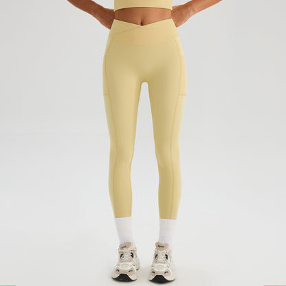 SOLBANA Form Cross-Waist Pocket Legging in Yellow