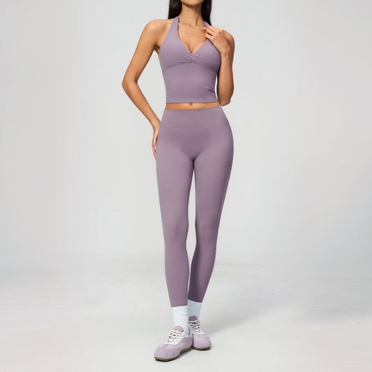 SOLBANA Studio Deep-V Halter 2-Piece Legging Set