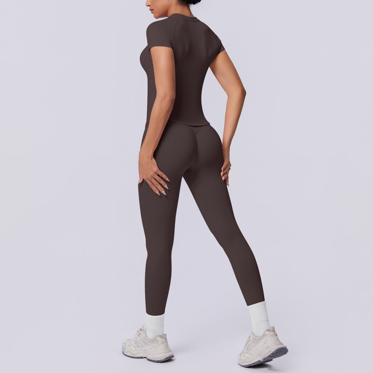 SOLBANA Studio Tee Legging Set in Chocolate Brown