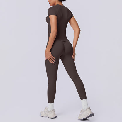 SOLBANA Studio Tee Legging Set in Chocolate Brown