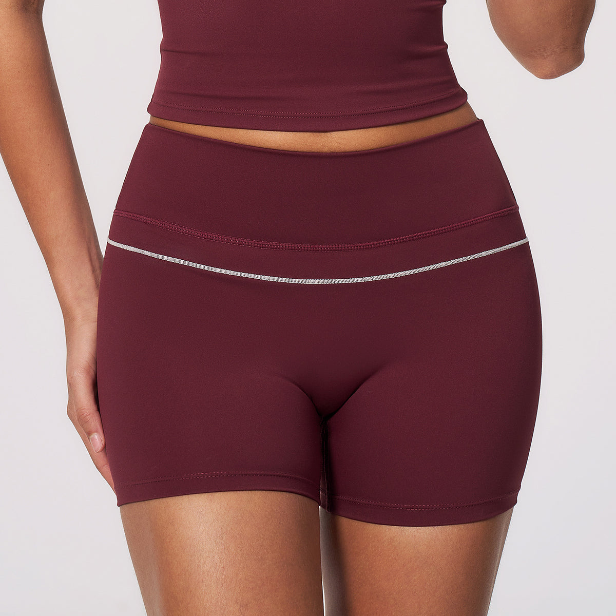 SOLBANA Riviera Stripe Short in Burgundy