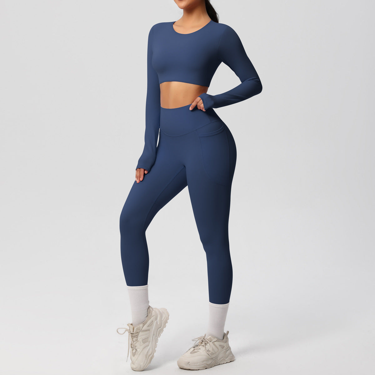 SOLBANA Studio Brushed 2-Piece Legging Set in Blue