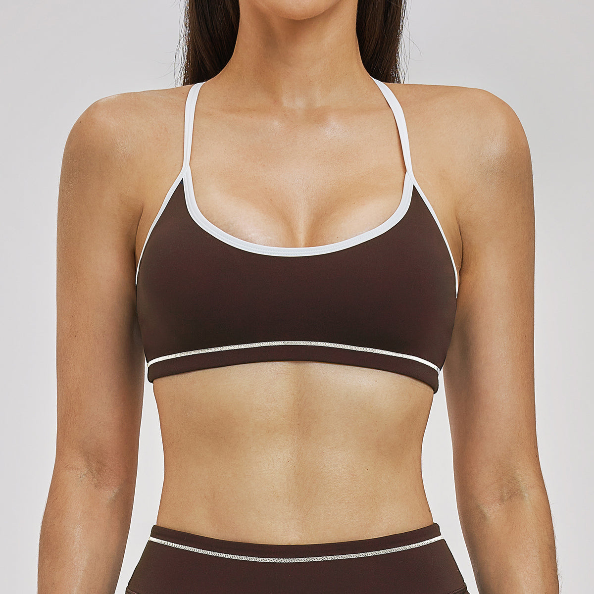 SOLBANA Riviera Contrast Crossback Bra in Espresso