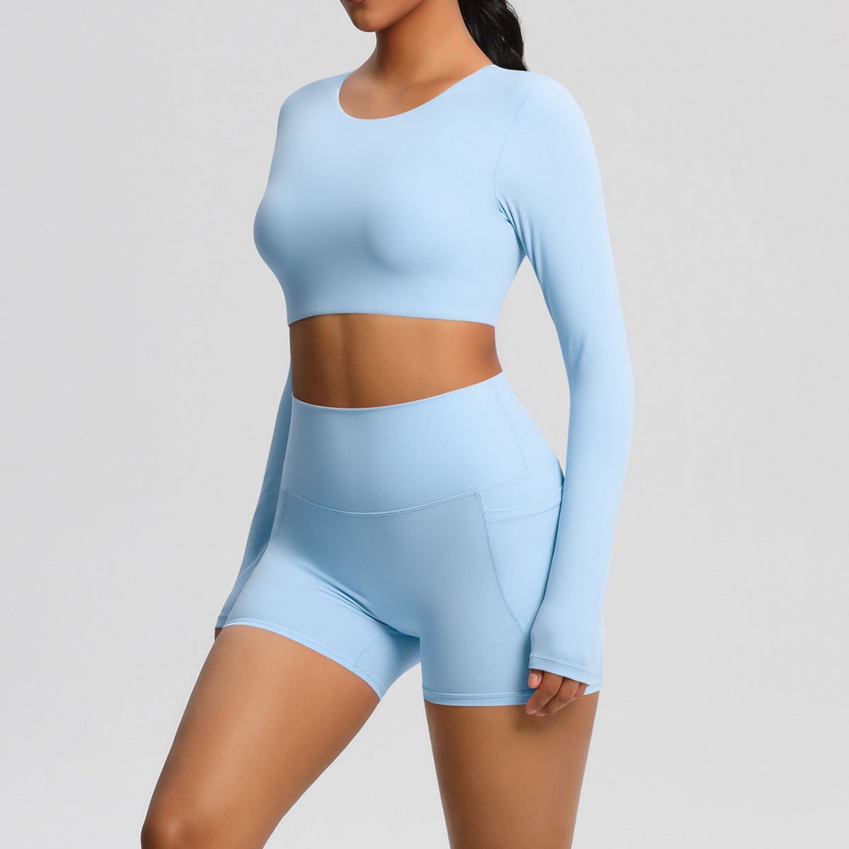 SOLBANA Studio Pocket Long-Sleeve 2-Piece Short Set - alternate product view