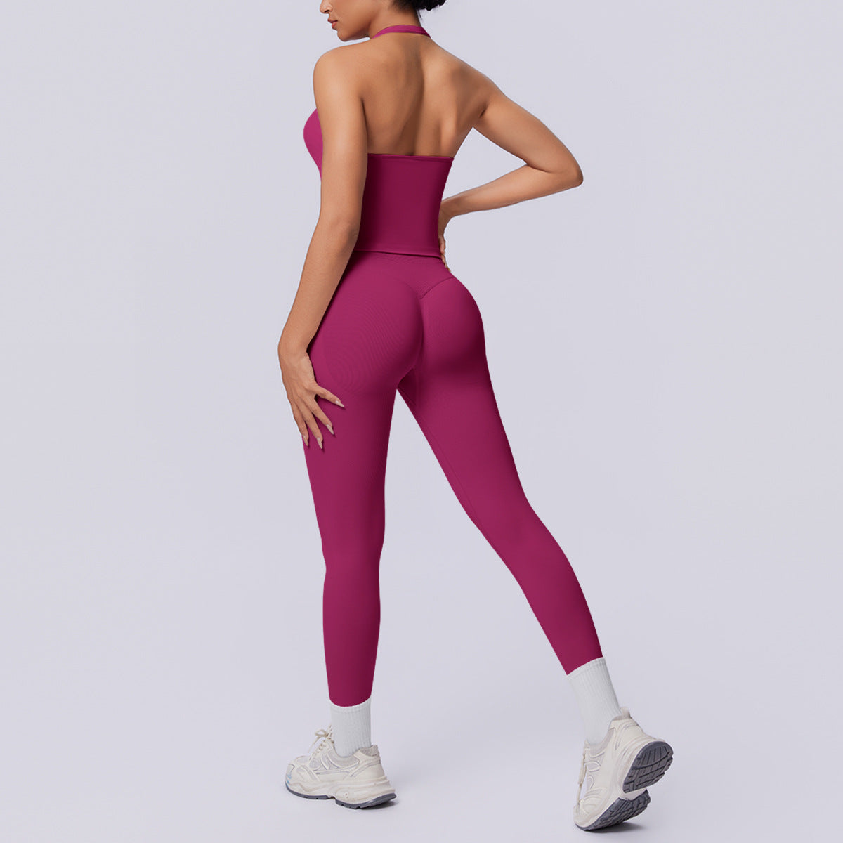 SOLBANA Studio Seamless Halter Set in Wild Berry
