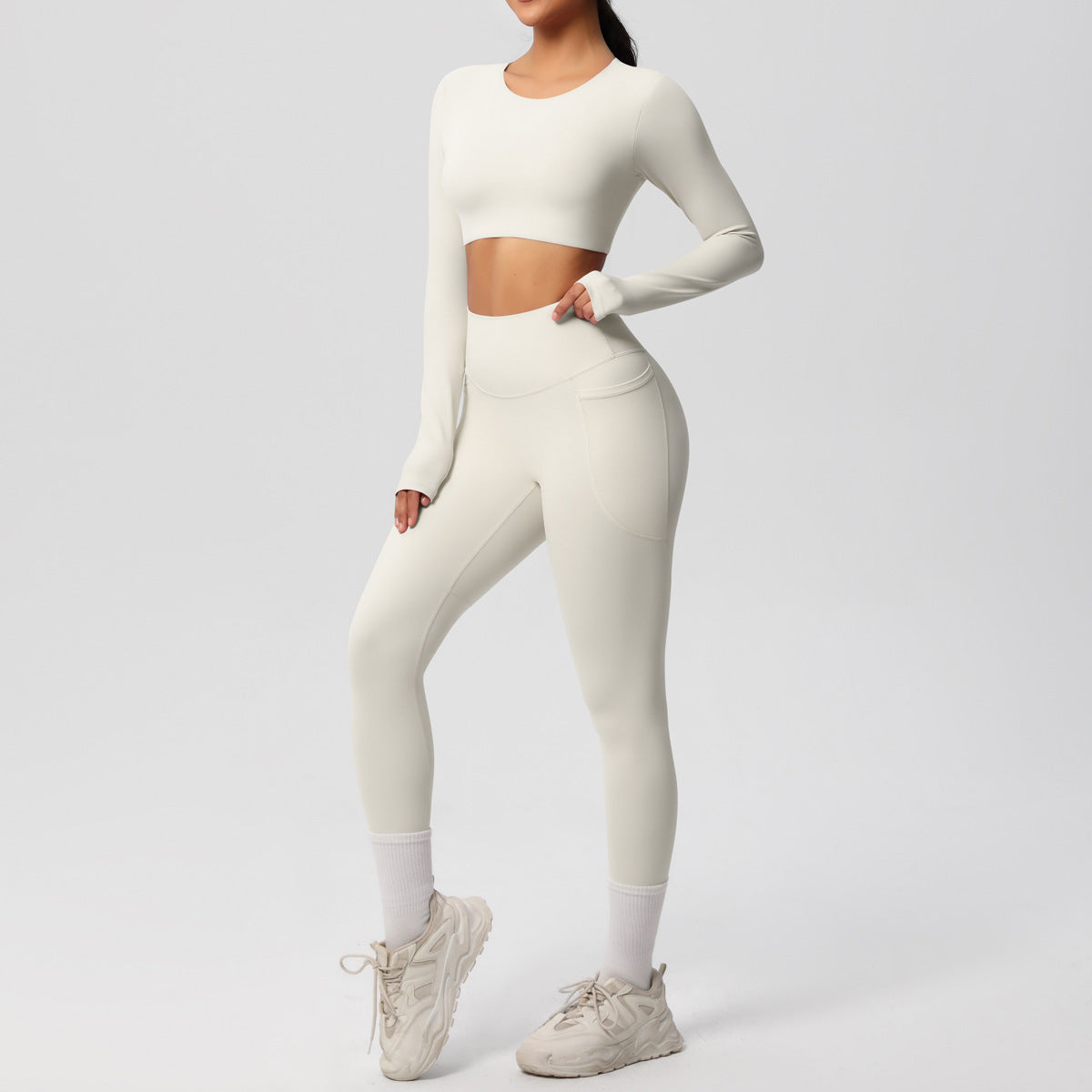 SOLBANA Studio Brushed 2-Piece Legging Set in Ivory