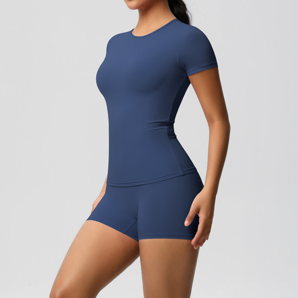 SOLBANA Form Tee 2-Piece Short Set in Blue