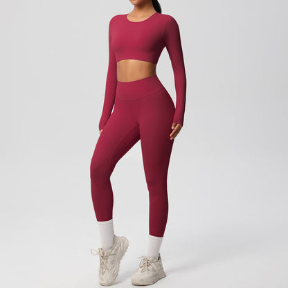 SOLBANA Form Long-Sleeve 2-Piece Legging Set in Wine