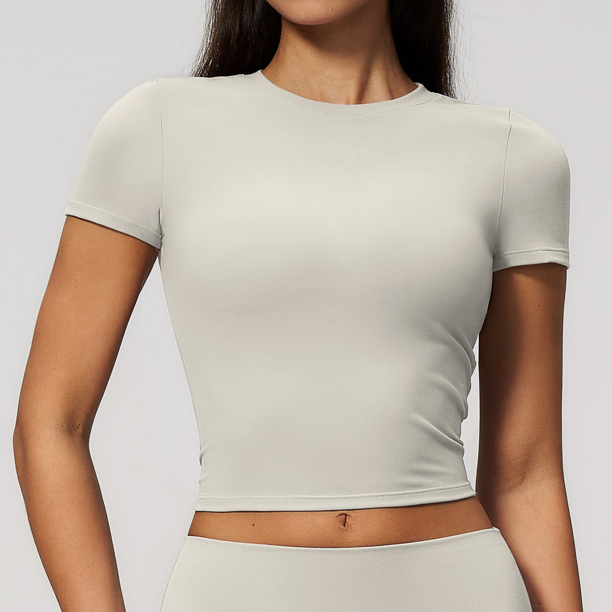 SOLBANA Form Fitted Tee in Pearl Gray