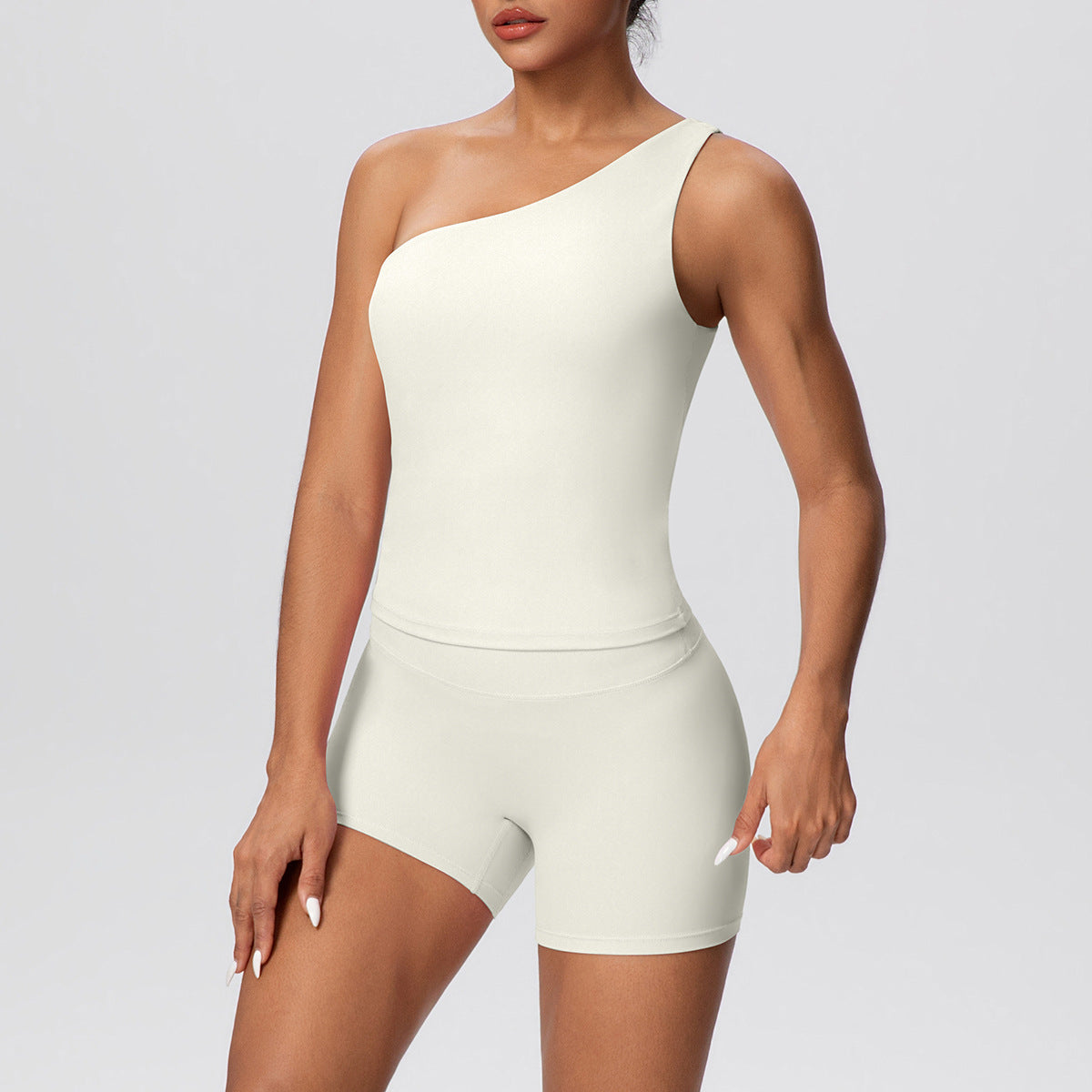 SOLBANA Studio Asymmetric 2-Piece Short Set in Ivory