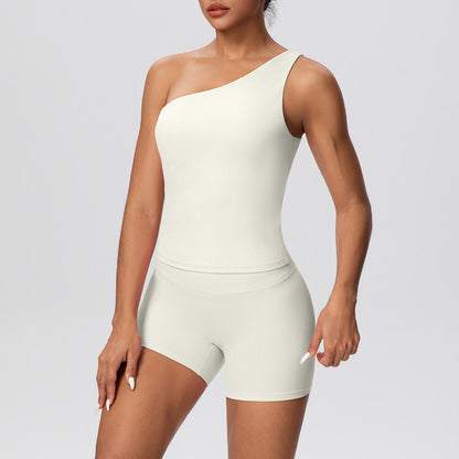 SOLBANA Studio Asymmetric 2-Piece Short Set in Ivory