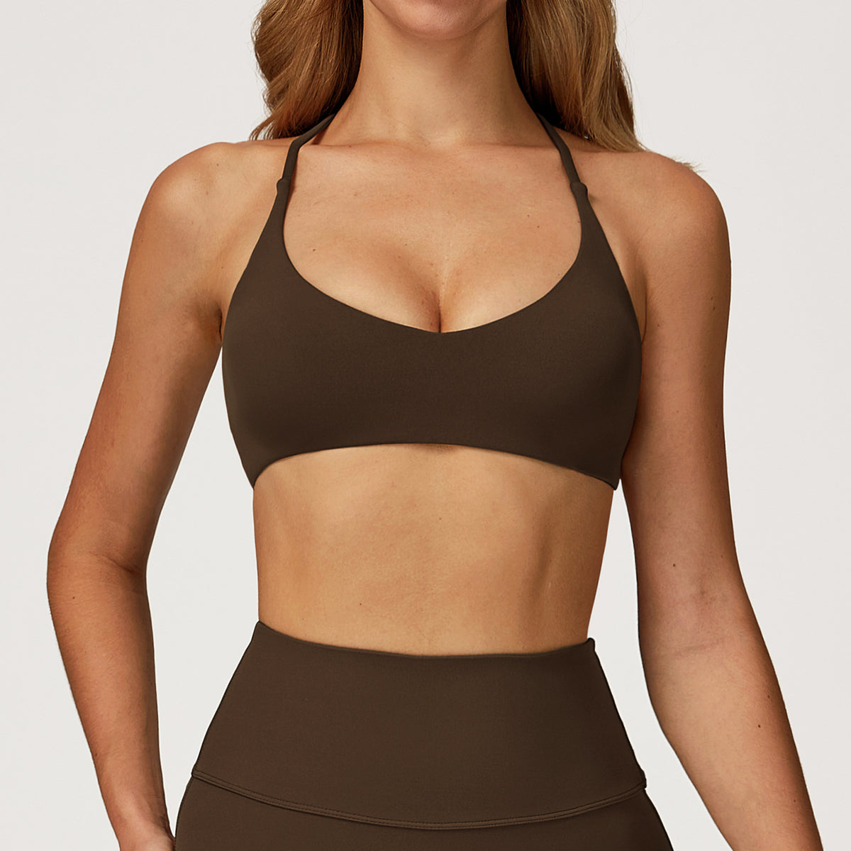 SOLBANA Studio Lace-Up Bra in Espresso