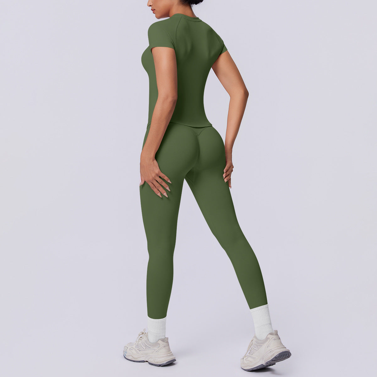 SOLBANA Studio Tee Legging Set in Olive Green
