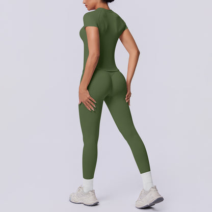 SOLBANA Studio Tee Legging Set in Olive Green