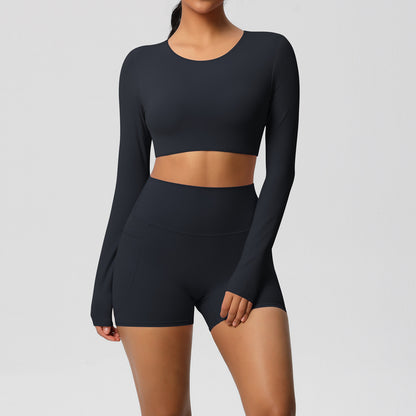 SOLBANA Studio Pocket Long-Sleeve 2-Piece Short Set - alternate product view