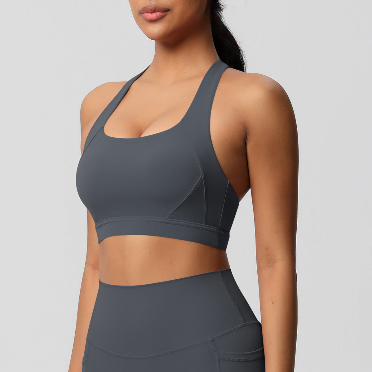 SOLBANA Studio Cutout Bra in Gray