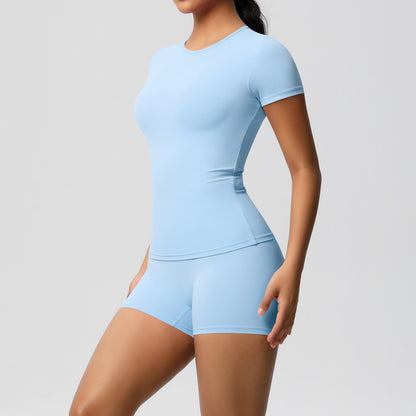 SOLBANA Form Tee 2-Piece Short Set in Sky Blue