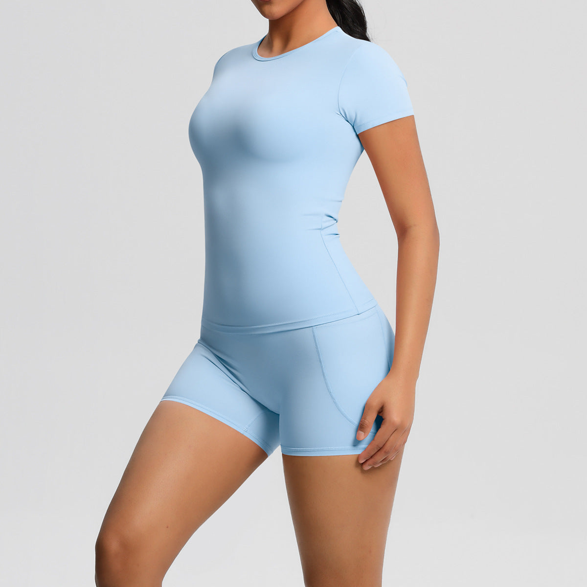 SOLBANA Form Pocket 2-Piece Short Set in Sky Blue