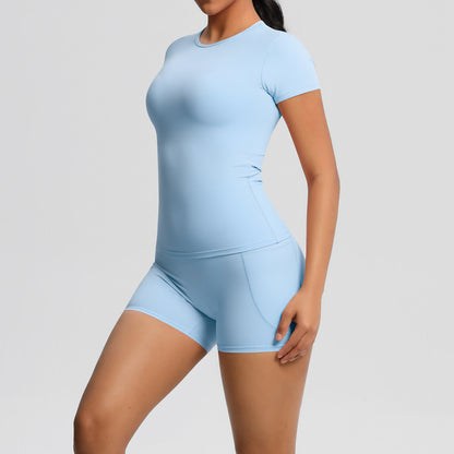SOLBANA Form Pocket 2-Piece Short Set in Sky Blue