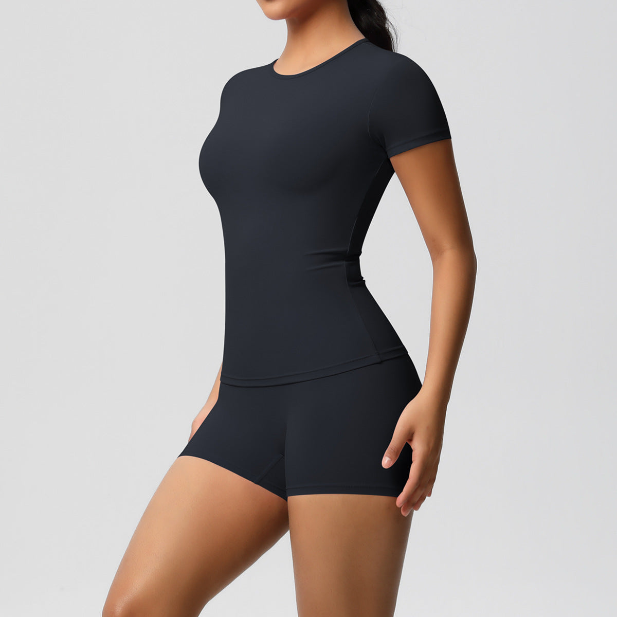 SOLBANA Form Tee 2-Piece Short Set in Black