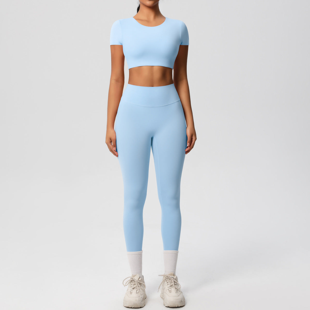 SOLBANA Form Sculpt Tee 2-Piece Legging Set in Sky Blue