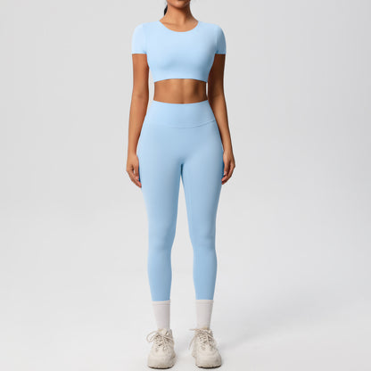 SOLBANA Form Sculpt Tee 2-Piece Legging Set in Sky Blue