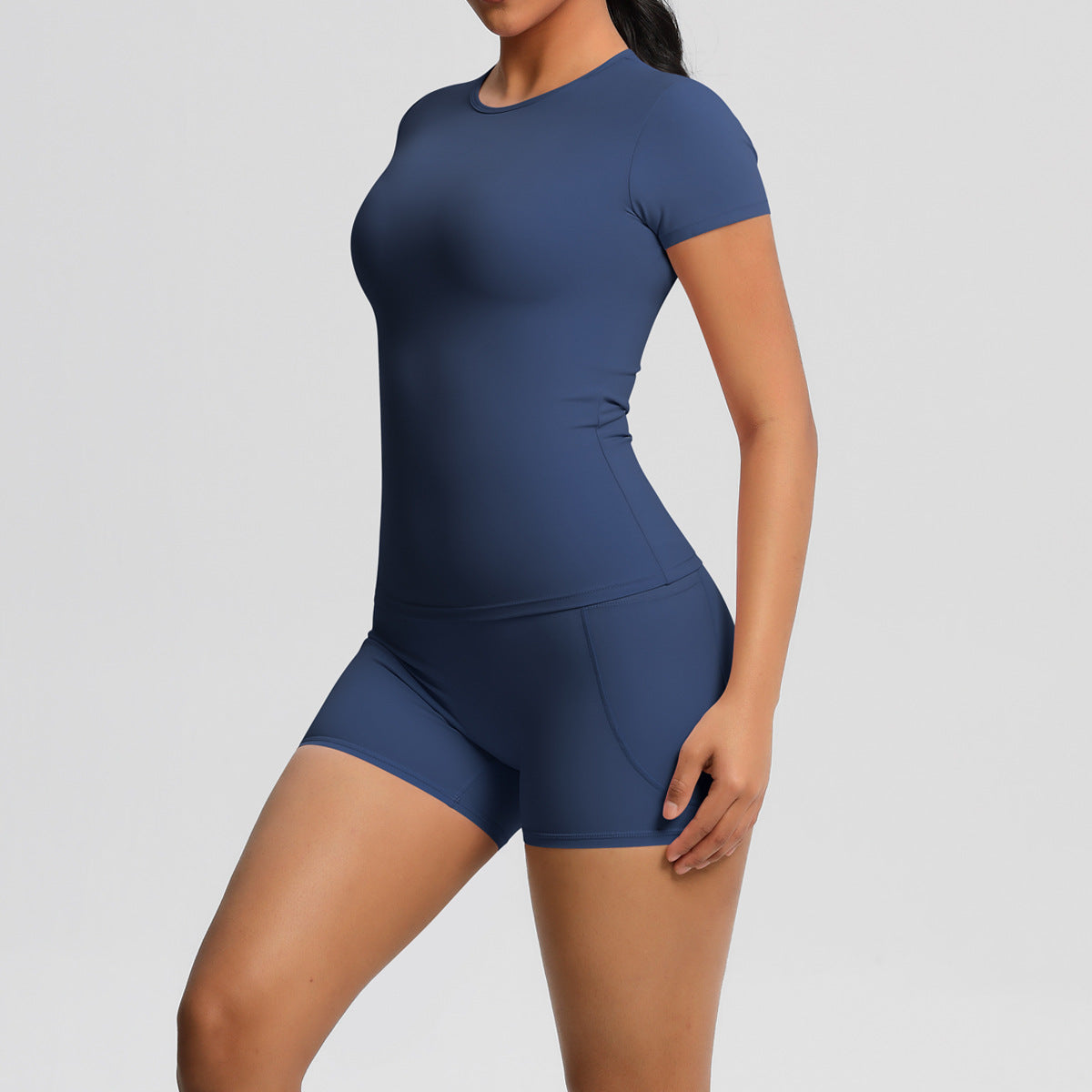 SOLBANA Form Pocket 2-Piece Short Set in Blue