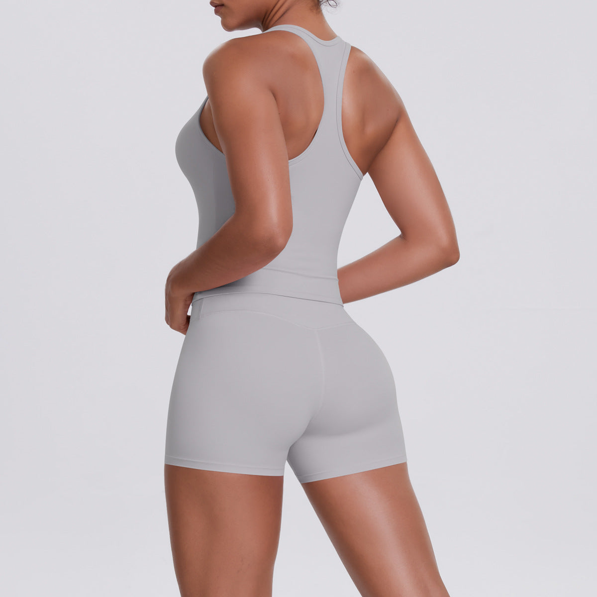 SOLBANA Form Tank 2-Piece Short Set in Frost Gray