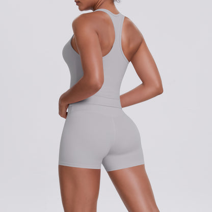 SOLBANA Form Tank 2-Piece Short Set in Frost Gray