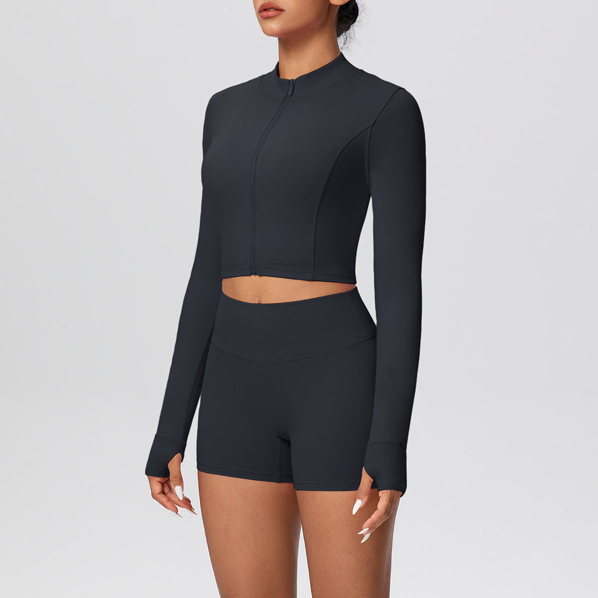 SOLBANA Studio Thumbhole Zip Short Set - alternate product view