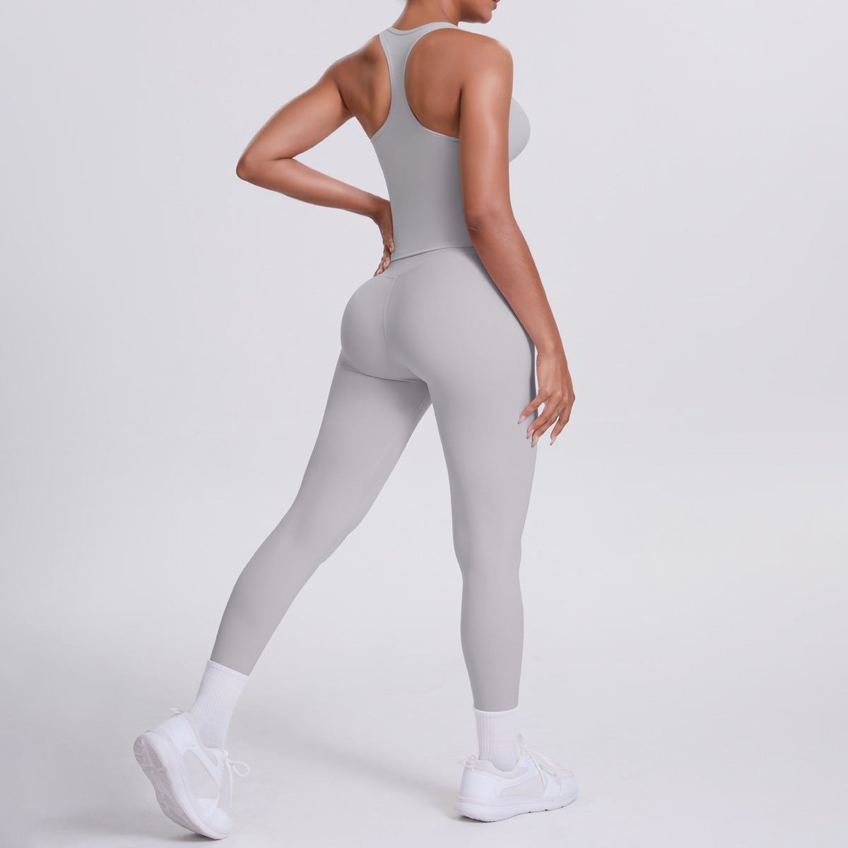 SOLBANA Form Tank 2-Piece Legging Set in Frost Gray