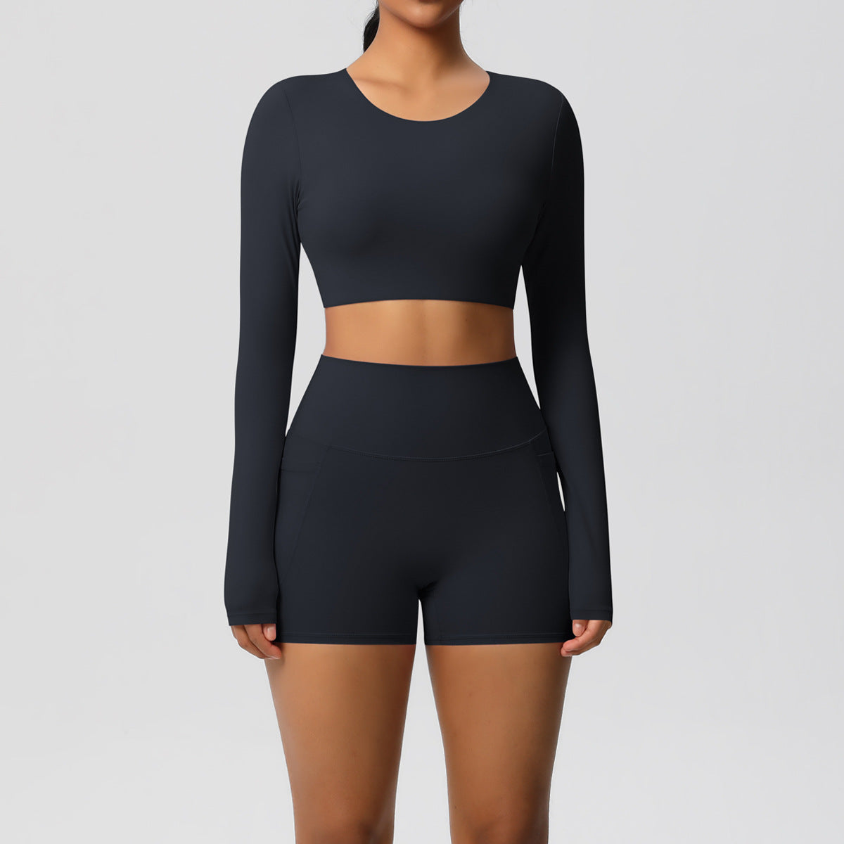 SOLBANA Studio Pocket Long-Sleeve 2-Piece Short Set - alternate product view