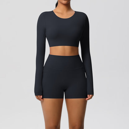 SOLBANA Studio Pocket Long-Sleeve 2-Piece Short Set - alternate product view