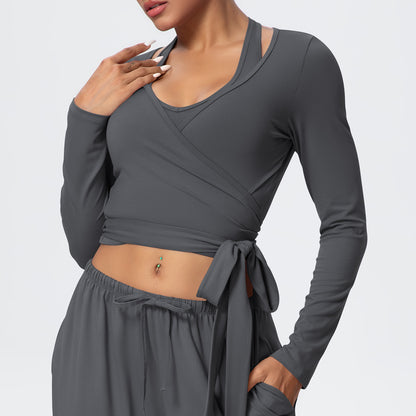 SOLBANA Studio Tie-Detail Long Sleeve in Volcanic Ash