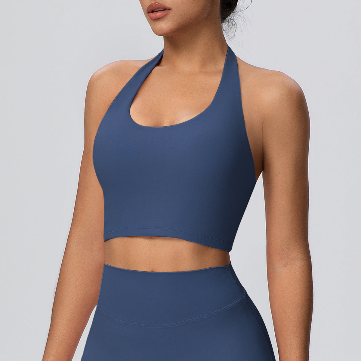 SOLBANA Studio Open-Back Halter Bra in Ocean