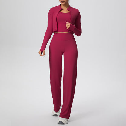 SOLBANA Coast Zip 3-Piece Pant Set in Wine