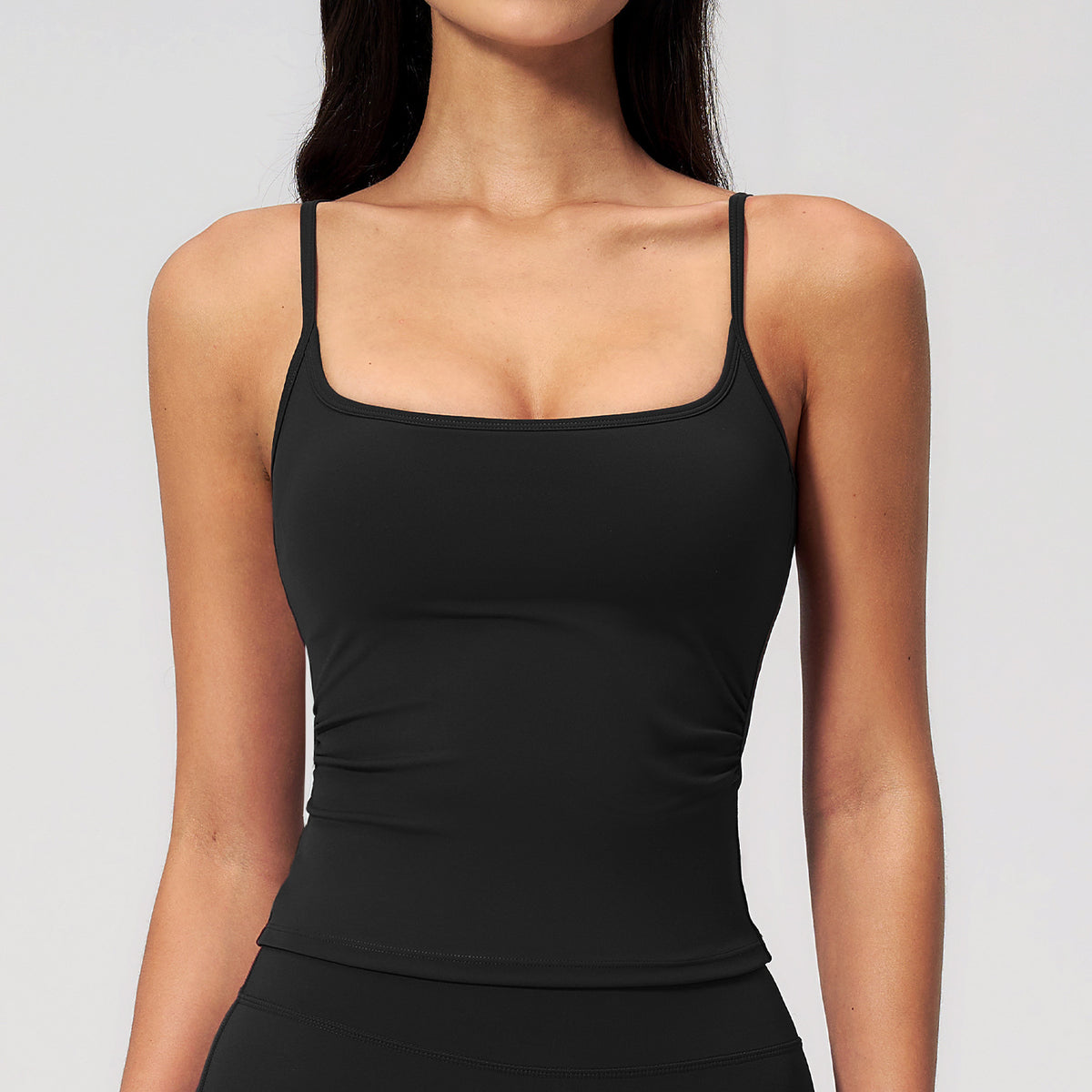 SOLBANA Studio Ruched Tank in Black