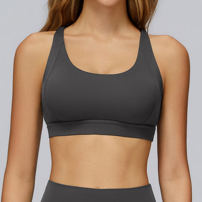 SOLBANA Studio Crossback Cutout Bra in Volcanic Ash