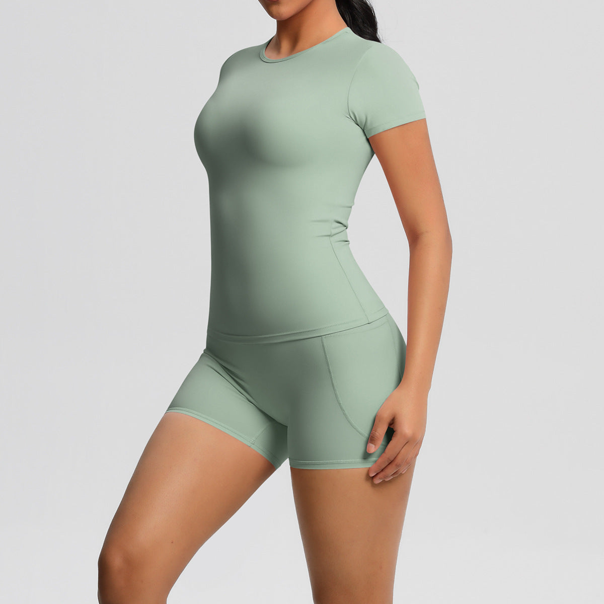 SOLBANA Form Pocket 2-Piece Short Set in Green