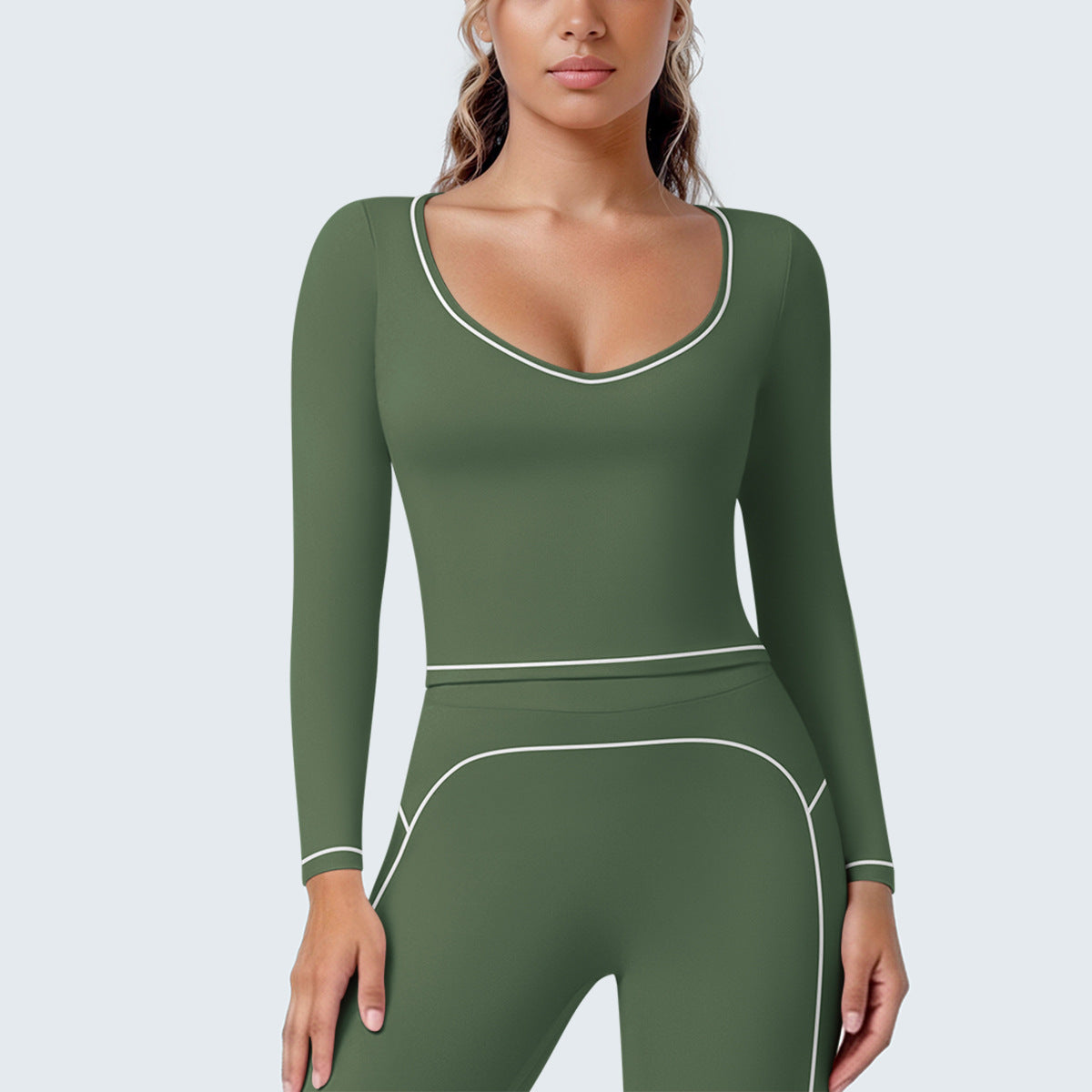 SOLBANA Contour Contrast Long Sleeve in Olive