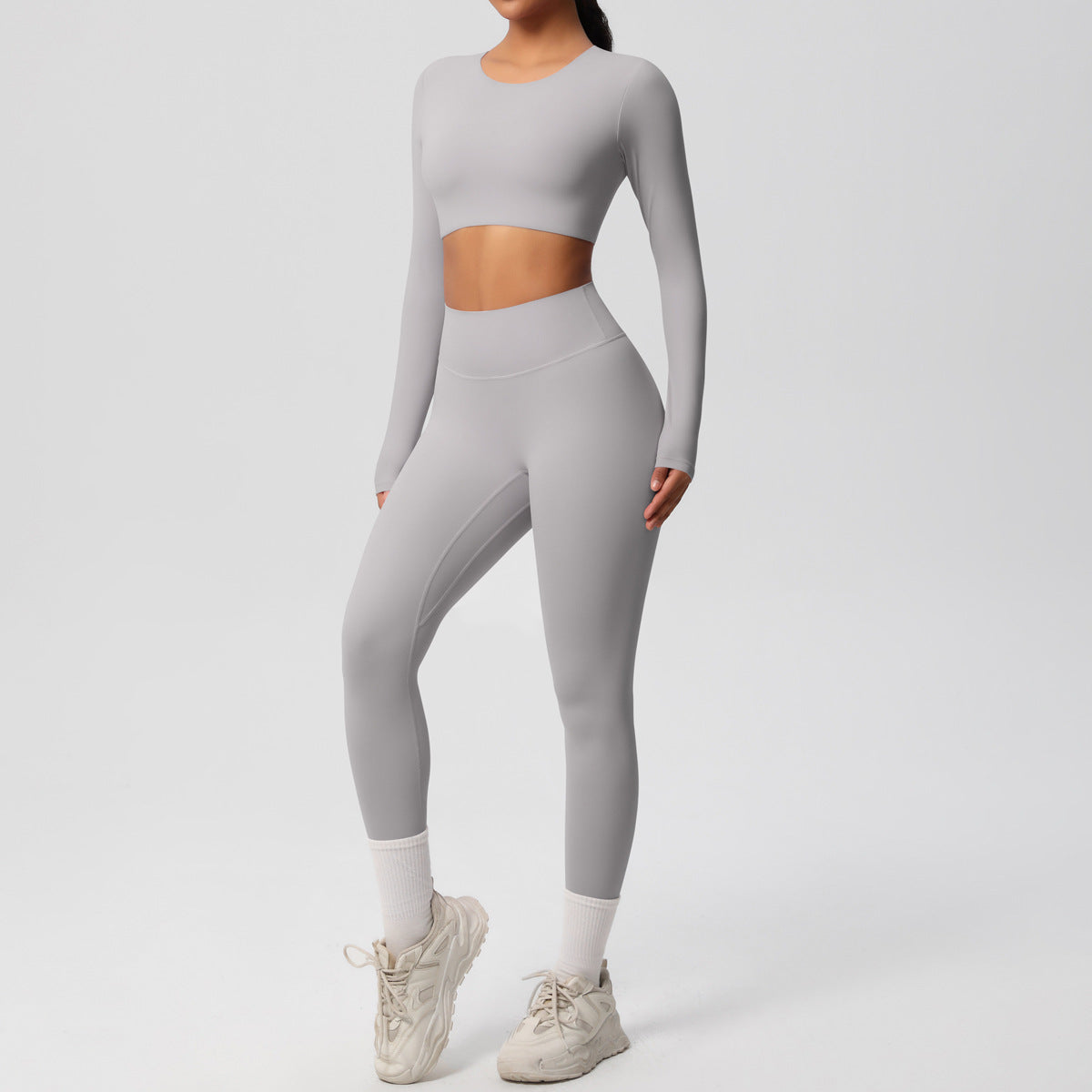 SOLBANA Form Long-Sleeve 2-Piece Legging Set in Frost Gray