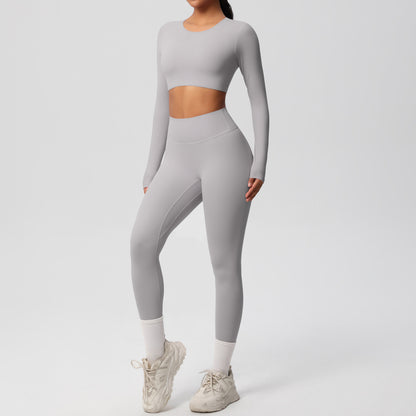SOLBANA Form Long-Sleeve 2-Piece Legging Set in Frost Gray