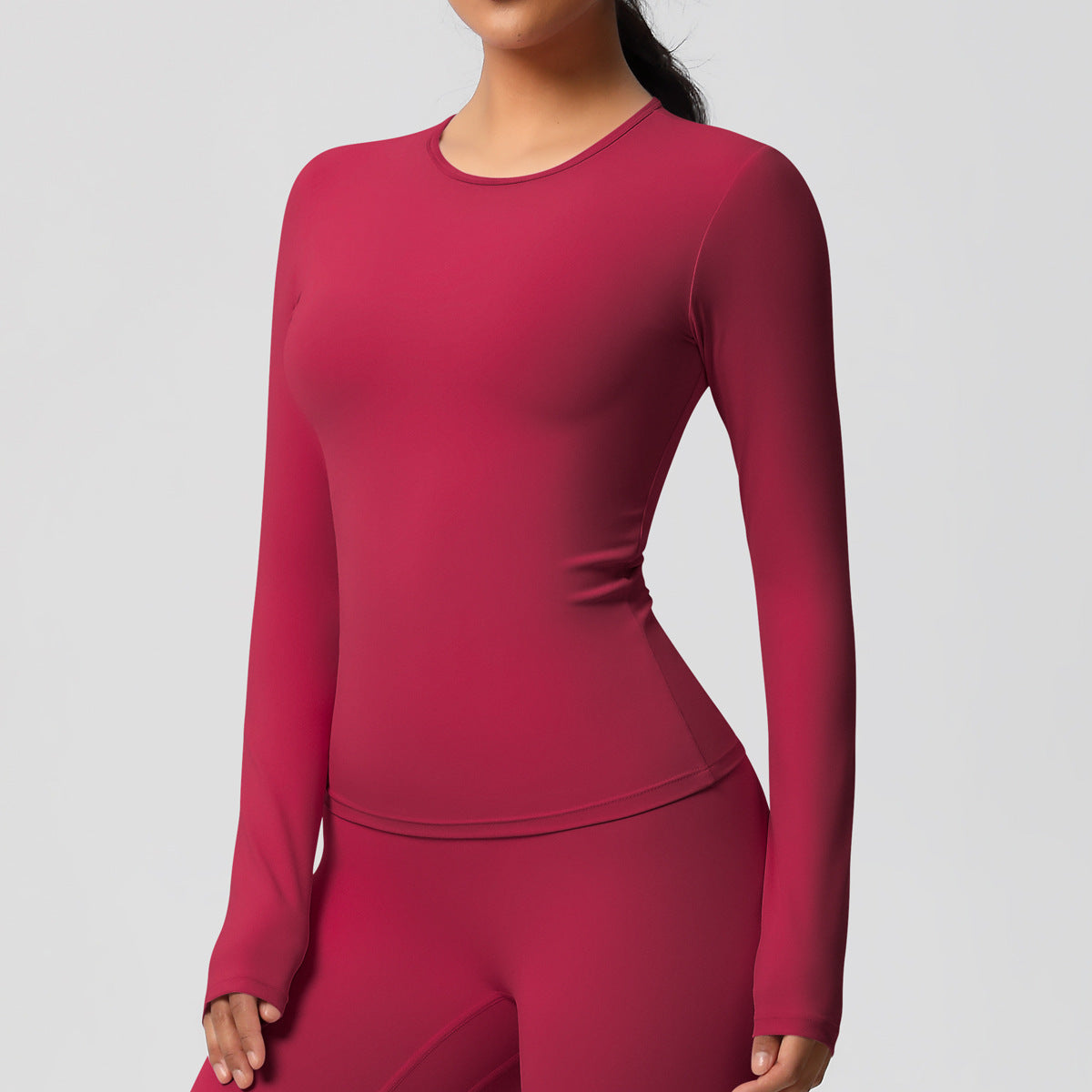 SOLBANA Form Brushed Long Sleeve in Carmine