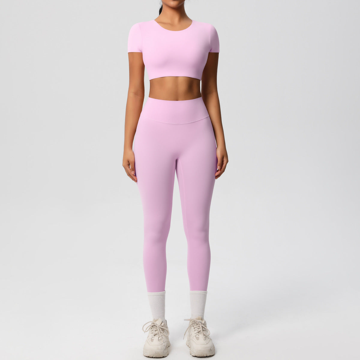 SOLBANA Form Sculpt Tee 2-Piece Legging Set in Pink