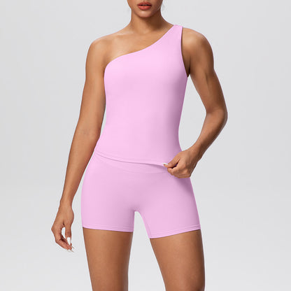 SOLBANA Studio Asymmetric 2-Piece Short Set in Pink